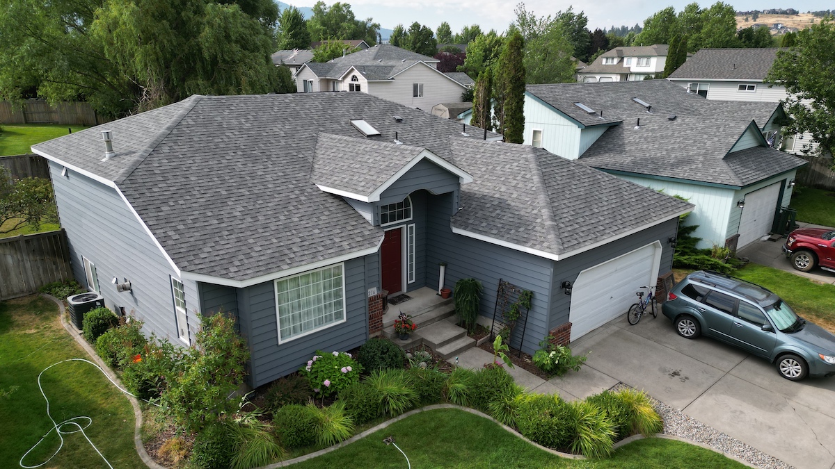 Residential Roof Replacement, 2-Story Home With Sloped, Shingle Roof And 1-Story Garage